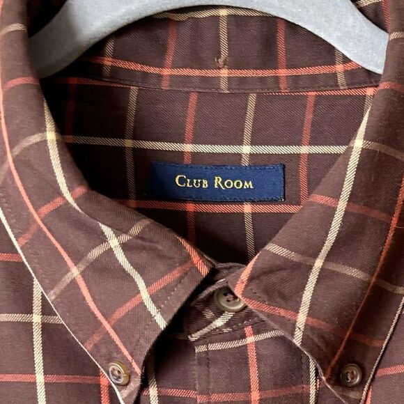 Club Room Brown Dress Shirt Plaid Size XL - Picture 5 of 6